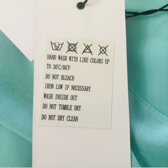 OASAP Flowy Ruffle Waterfall Dress Drawstring Waist Aqua Blue NWT Size M - Picture 4 of 11